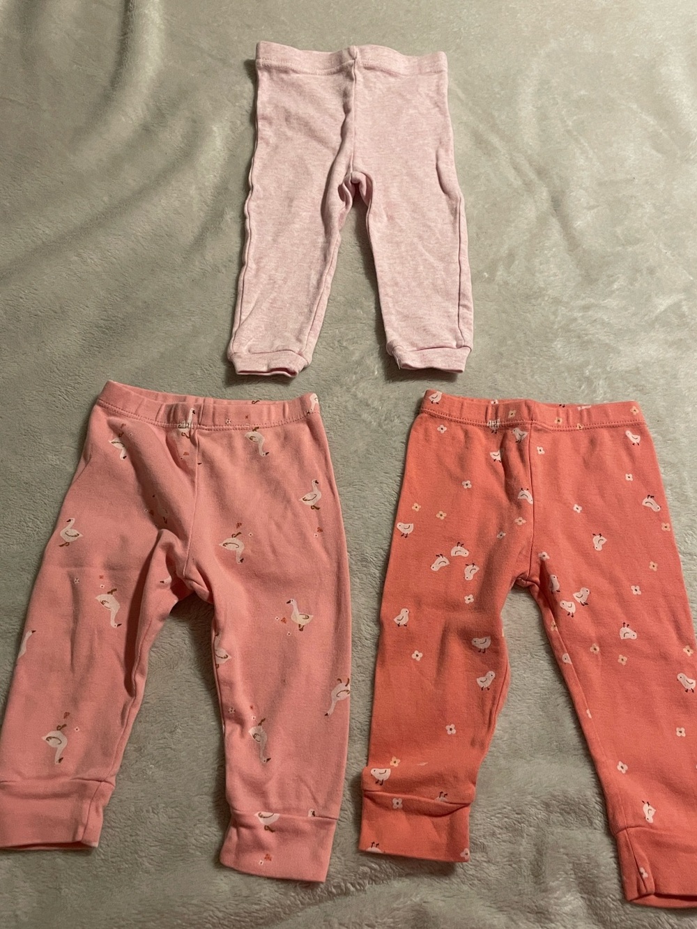 Kids Pink & Coral Cotton Leggings - Pack of 3